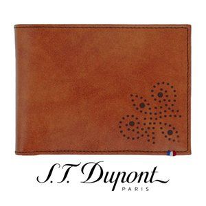 S.T. Dupont Derby Brown Smooth Leather Bifold Wallet 6 Credit Card Slots 180171